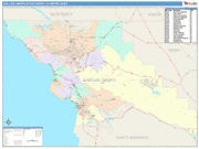 San Luis Obispo-Paso Robles-Arroyo Grande Metro Area Wall Map Color Cast Style